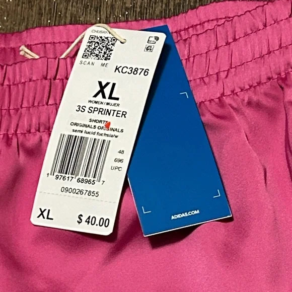 NEW‎ Adidas 3 Strip Sprinter Women's Bright Pink Athletic Shorts Size XL - Picture 3 of 7